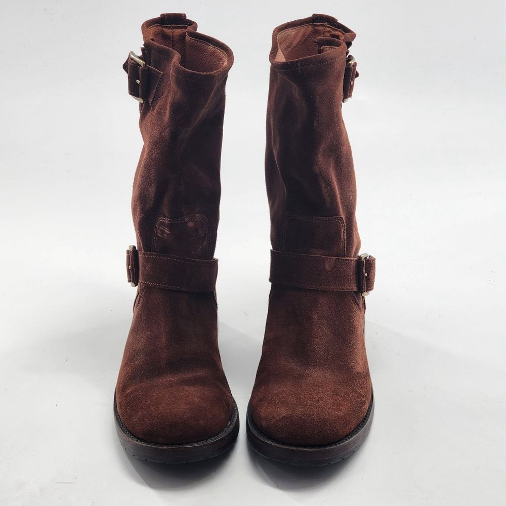 FRYE Natalie Mid Engineer Brown Suede Combat & Moto Boots 7.5 - Picture 4 of 8